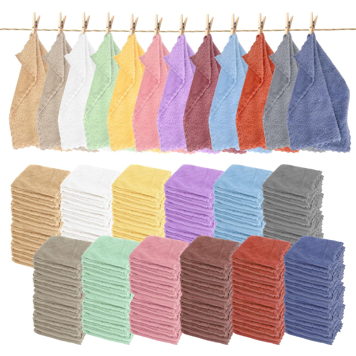 PEDOBALI 120 Pcs Washcloths Bulk 12 x 12 Inch Multicolor Facial Towels Microfiber Soft Wash Rags Quick Drying Bathroom Wash Clothes for Body, Face, Fingertip, Spa