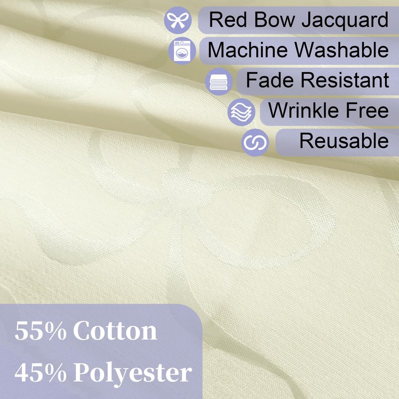 Pink Bow Napkins (18"x18"), Table Napkins Cloth Pack of 12 - Cotton & Polyester Blended, Wrinkle/Fade Resistant - Reusable Napkins Washable, Luxury Jacquard Napkins for Engagement Party & Wedding