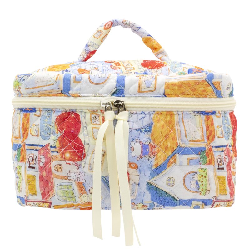 PAZIMIIK Quilted Makeup Bag Large Travel Zipper Soft Cosmetic Case for Women Girls Make Up,Little Bunny