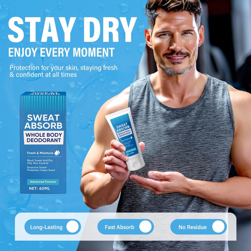 Face Antiperspirant，Antiperspirant for Men & Women, Sweat Absorbing Lotion-Fast-Absorbing，Long-Lasting Sweat Control, 60ml