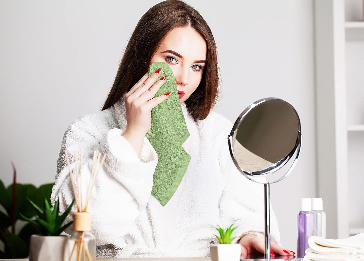 Utopia Towels | 24-Pack Cotton Washcloths Set - Highly Absorbent Flannel Face Cloths in Sage Green