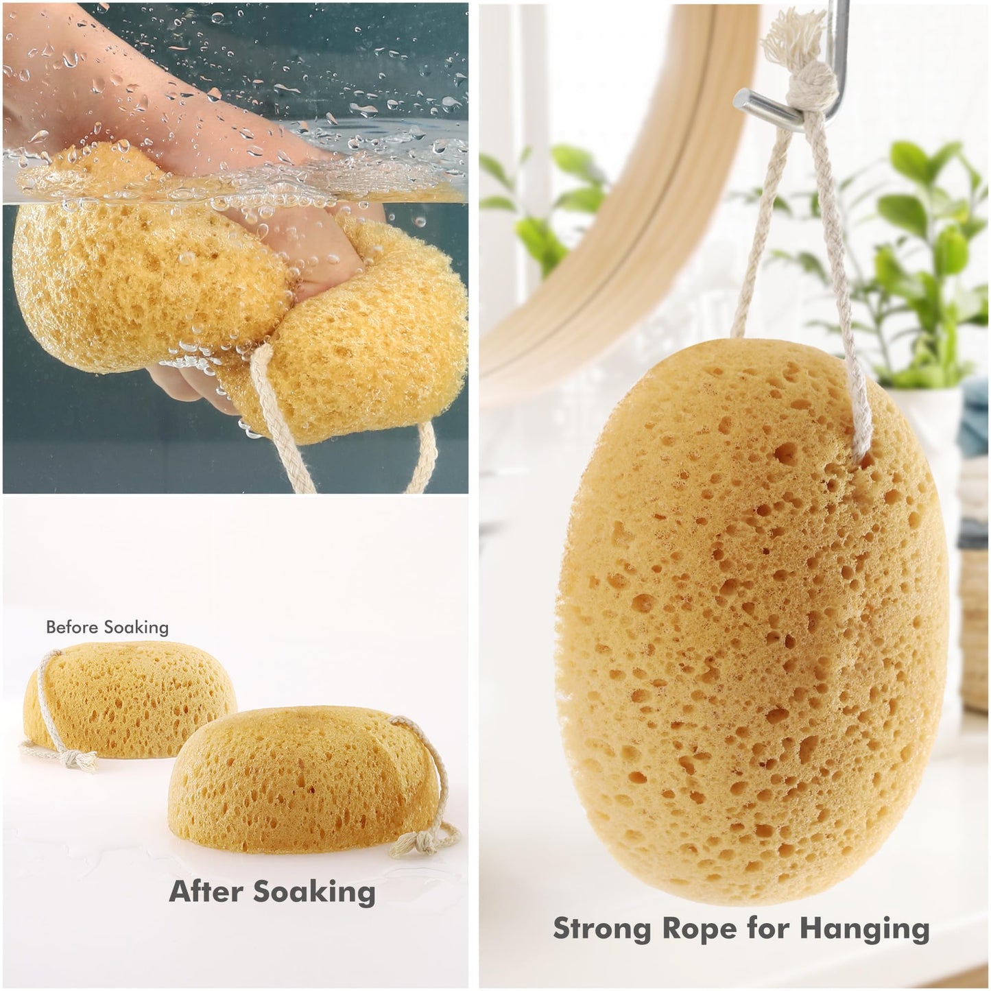 Azymi Bath Sponge, 2Pcs Large Shower Sponges for Women Men