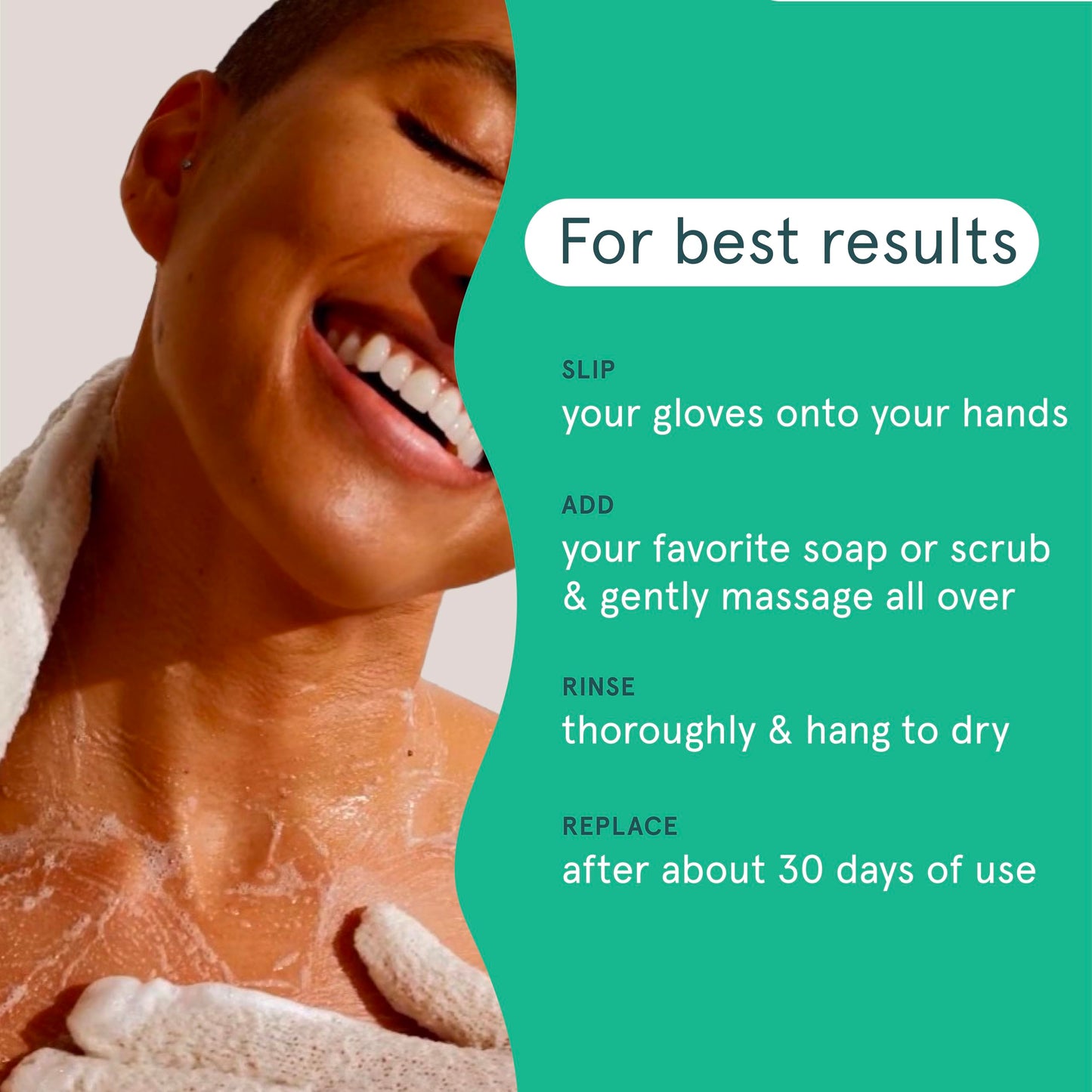 Cleanlogic Sustainable Exfoliating Stretch Bath/Shower Gloves, Natural, 3 Pair – 6 Count