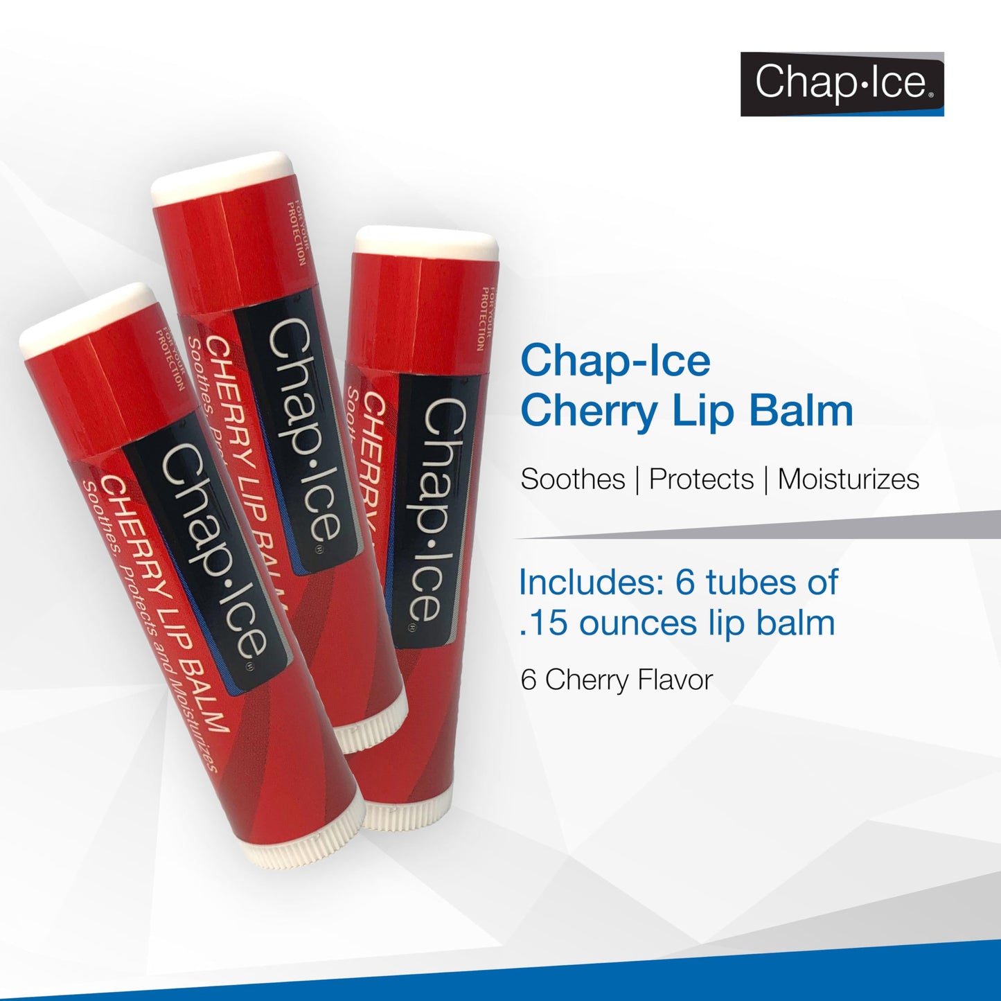 Cherry Lip Balm – 6 Pack Lip Balm Sticks, Non-Tinted, Moisturizing & Smooth Finish