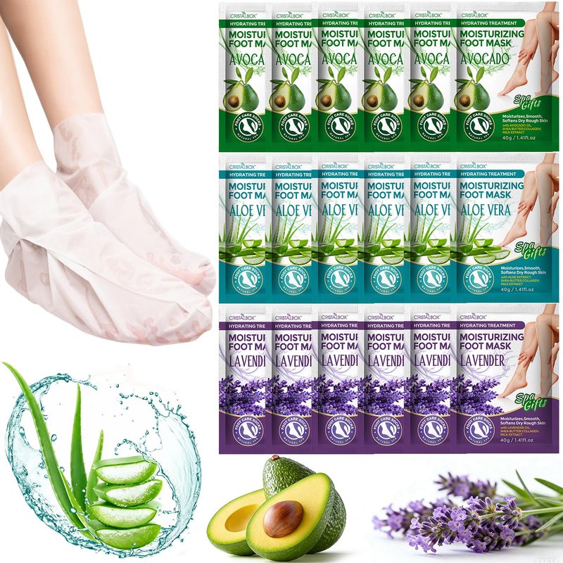18 Pack Moisturizing Foot Mask, Hydrating Foot Masks for Dry Cracked Feet, Moisturizing Socks Dry Skin Moisturizer for Soft and Smooth Touch Feet, Foot Care Spa Gifts for Women Men Mothers Day Gifts