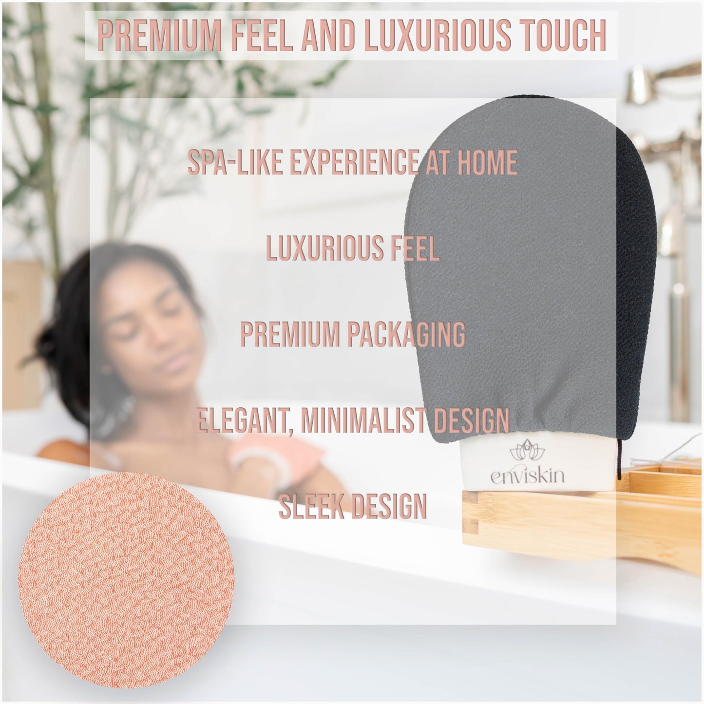 Enviskin Dermaglow Deep Exfoliating Glove - Plant Based Body Exfoliator for Kerotosis Pilaris & Spray Tan Removal -Pink