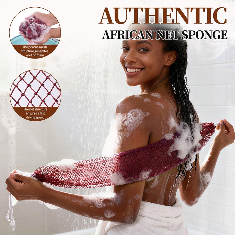 African Net Sponge 5-piece exfoliating Scrub is Suitable for All Skin Types,Bath Sponge for the face and Body, Durable and Gently Exfoliation
