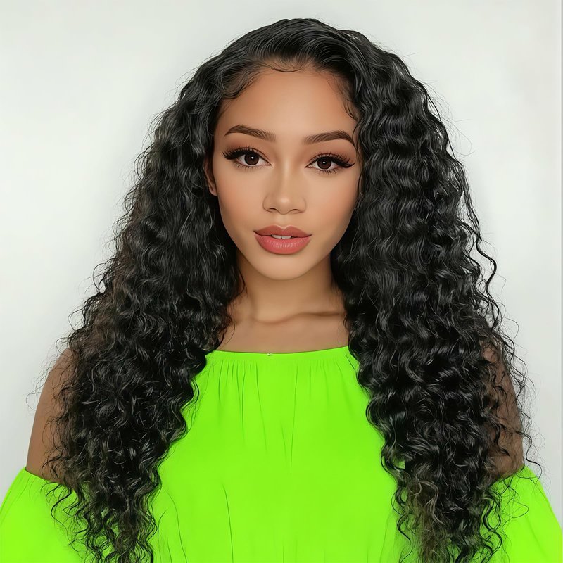 Maytune Deep Wave Half Wig Human Hair 3 In 1 Seamless Flip Over Curly Half Wigs for Black Women Wear and Go Beginner Friendly Human Hair Drawstring Headband Wig for Women 26 Inch