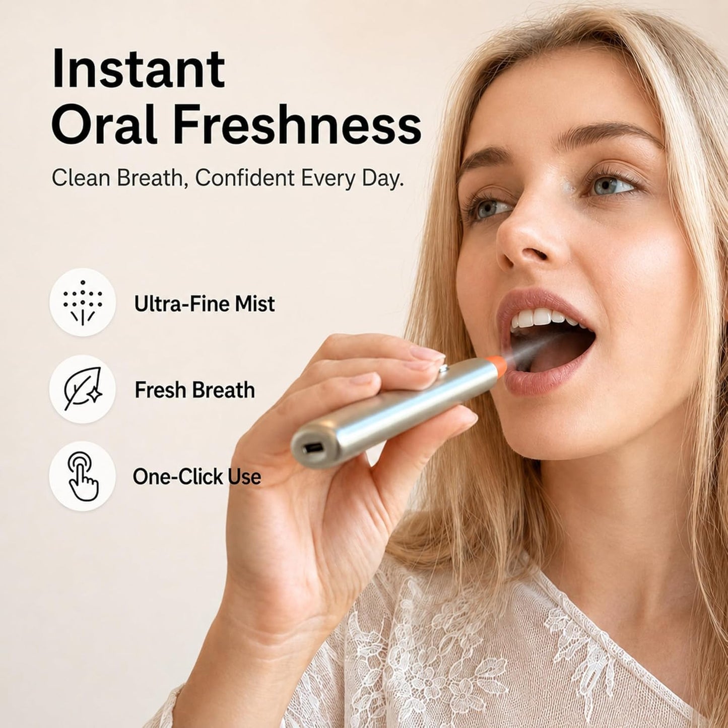 ZDEER PW13 Probiotic Mouth Spray - Alcohol-Free Oral Spray for Fresh Breath | Travel Size with 3 Flavor Cartridges