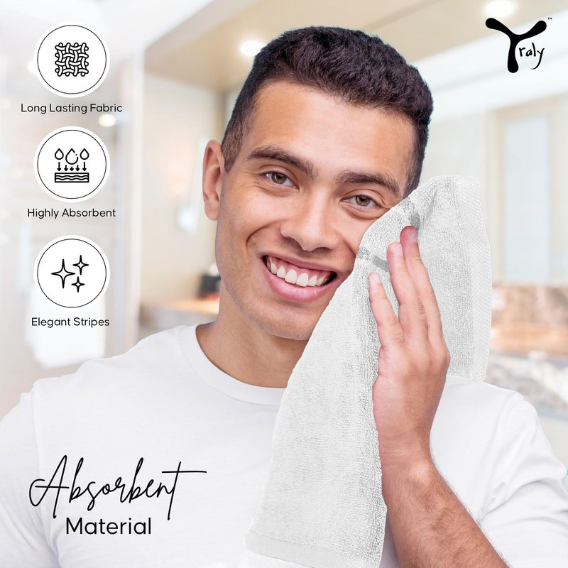 YRALY Luxury Wash Cloths 12 Pack |13x13 Inch | 600 GSM | 100% Ring Spun Cotton Washcloths for Body and Face – Soft and Absorbent Face Towels for Bathroom, Hotel, Spa, Gym (White)