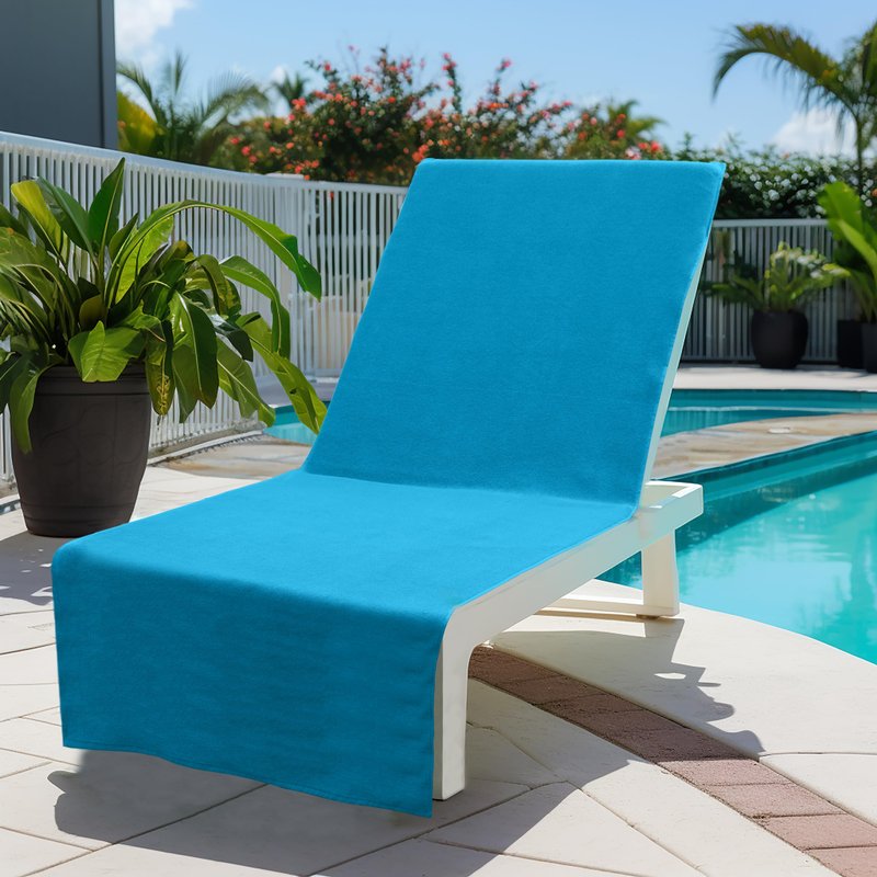 COTTON CRAFT Pool Lounge Chair Cover - 2 Pack Euro Spa Waffle Weave Chaise Lounge Cover - 100% Cotton Ringspun Terry Towel - Beach Chair Cover - Oversized 32 in W x 82 in Length x 7 in Pocket – Aqua