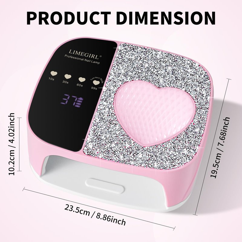 LIMEGIRL UV LED Nail Lamp Kit for Gel Polish Professional Fast Curing Pink Dryer Light Set with 4 Timer Settings Cordless Rechargeable Nail Art Cure Machine for Manicure Pedicure at Home and Salon