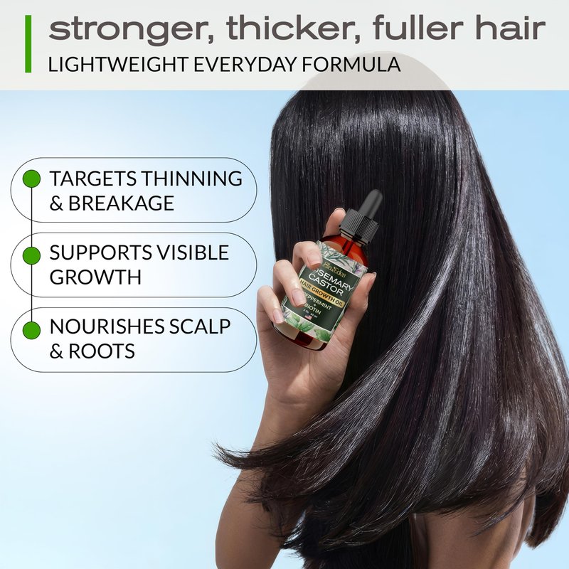Ella & Eden Hair Growth Oil with Rosemary, Castor, Peppermint Oils & Biotin - Dry Scalp Treatment - Strengthening, Repairing, Soothing - 2 Fl Oz Glass Bottle