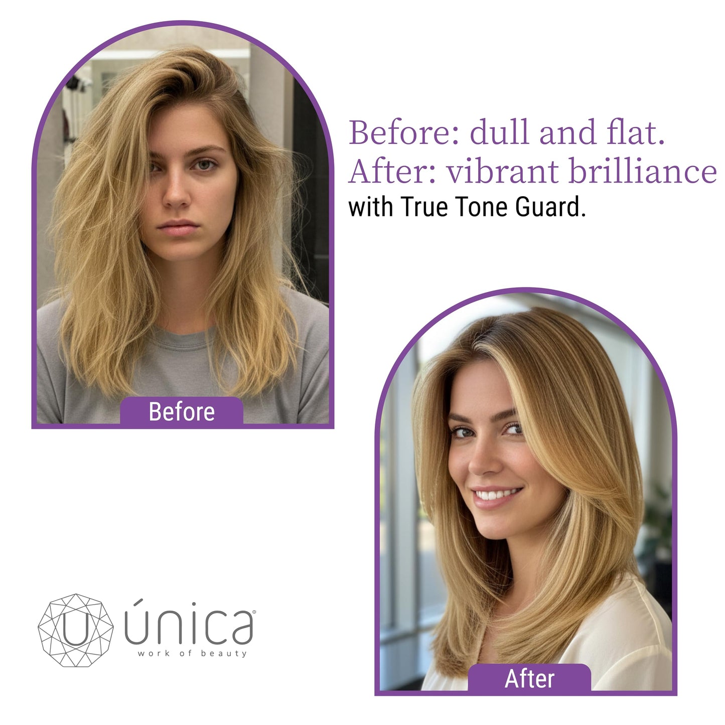UNICA Work of Beauty True Tone Guard Color-Safe Shampoo – Soy Protein, Lysine & Botanical Extracts for Strength & Shine on Chemically Treated Hair – 10 oz