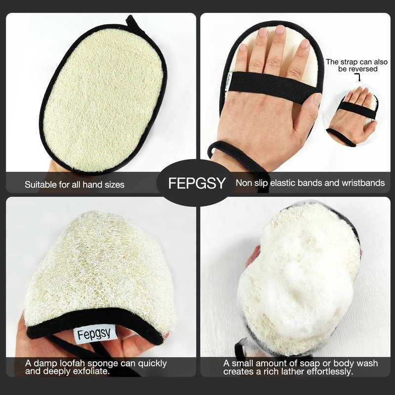 Natural Loofah Sponge (2 Pack),Large 7"x5.1"Shower Loofah Sponge Exfoliating Body Scrubber for Women and Men,Natural Materials are Easily Biodegradable and Bath Exfoliation Doesn't Hurt The Skin
