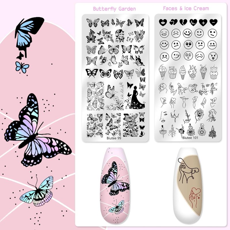 Biutee Nail Stamping Kit - 16 Pcs Nail Art Plates with Silicone Stamper & Scraper | Holiday Designs