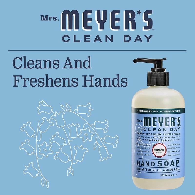Mrs. Meyer's Clean Day Bluebell Liquid Hand Soap - 12.5 Fl Oz | Gentle & Refreshing Clean