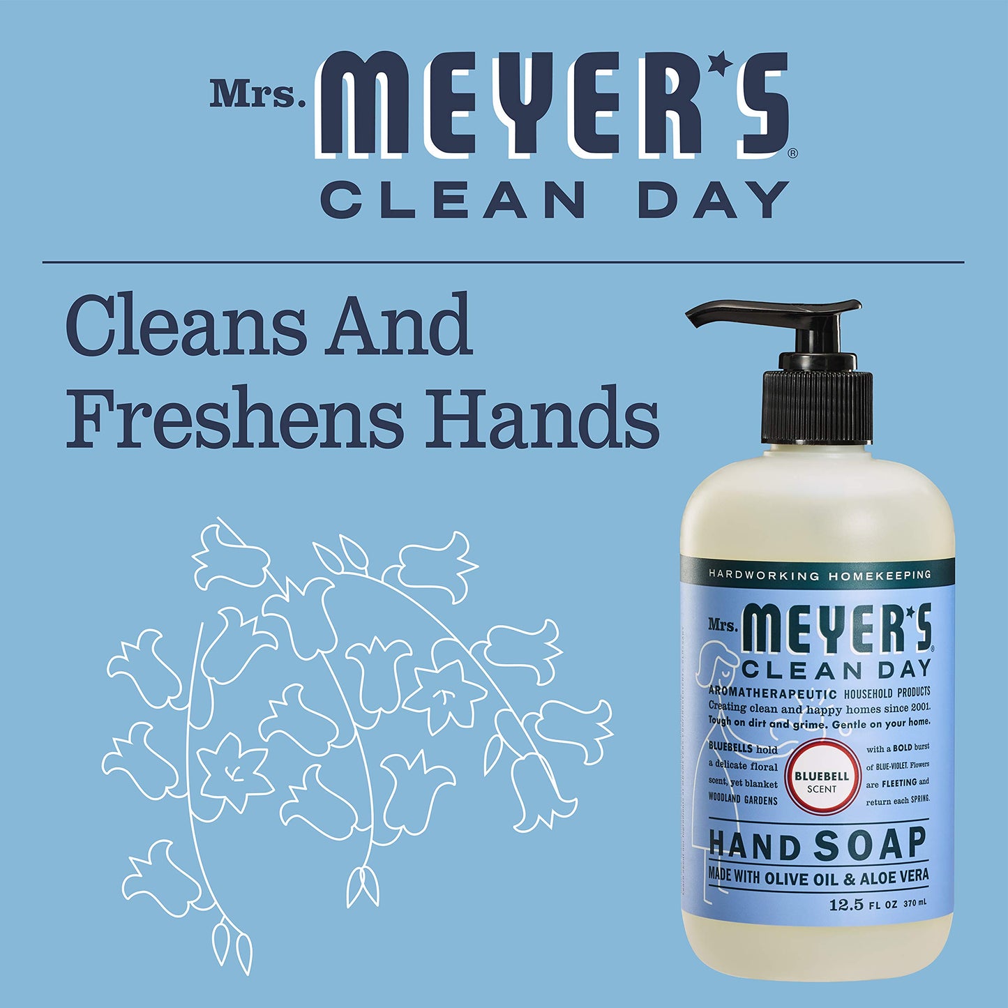 MRS. MEYER'S CLEAN DAY Bluebell Liquid Hand Soap 12.5 Fl Oz (Pack of 1)