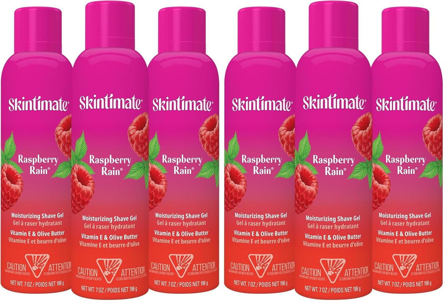 Skintimate Raspberry Rain Shave Gel for Women - Moisturizing Shaving Cream | 7oz Each (Pack of 6)