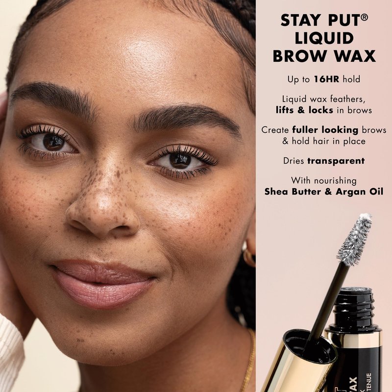 Milani Stay Put Liquid Brow Wax - 16HR Wear Clear Eyebrow Gel with Shea Butter & Argan Oil - Sculpting & Lifting Brow Lamination Formula with Precision Tapered Brush - Cruelty-Free - 0.17 fl oz