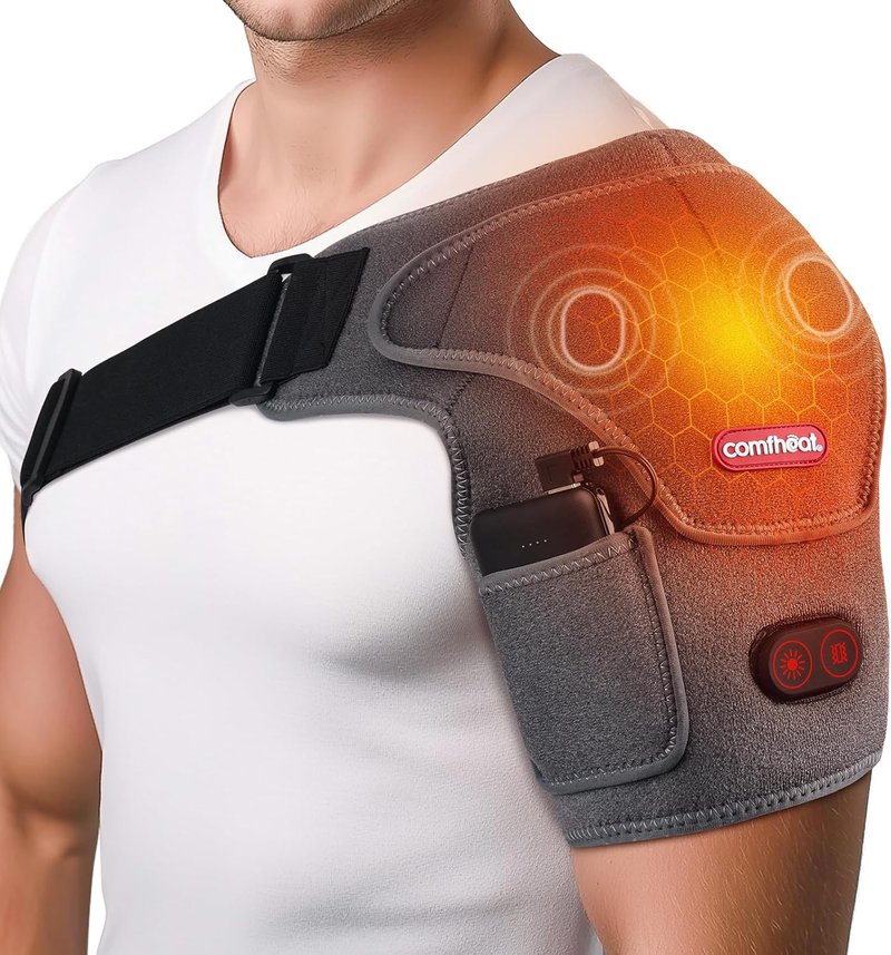 Skiennix Cordless Shoulder Heating Pad - Vibration Massage for Pain Relief | 5000mAh Battery, 1-3H Hot Compress
