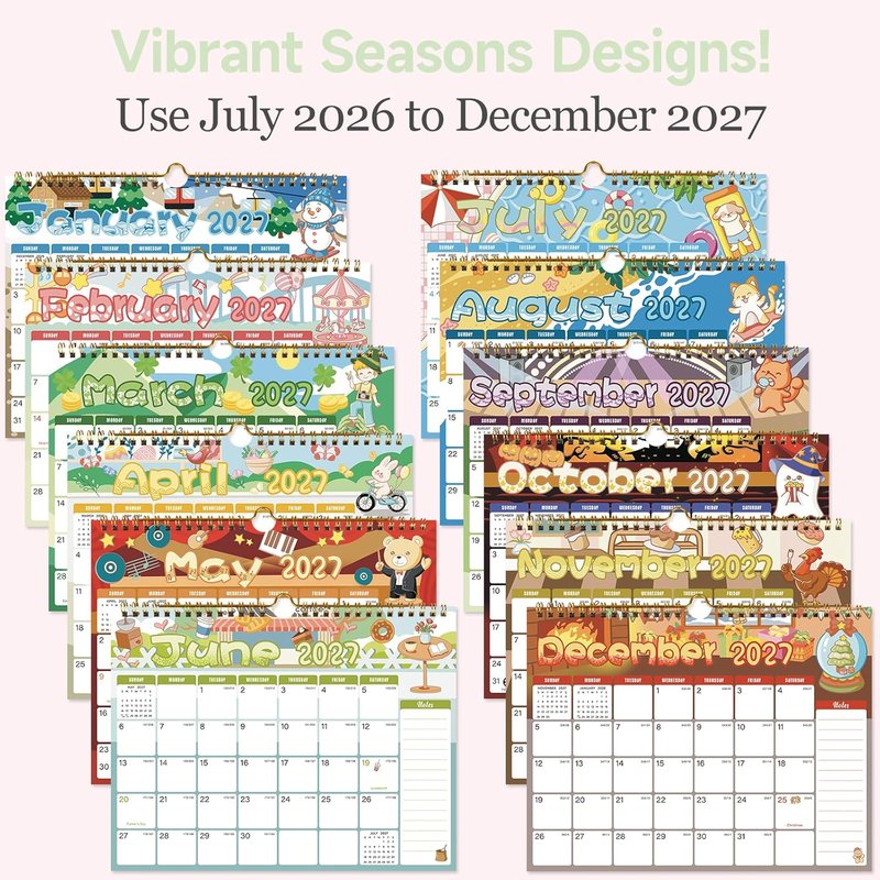 2026-2027 Monthly Wall Calendar - Thick Paper, Julian Dates | 11 x 8.5 Inches for New Year & Christmas Gifts