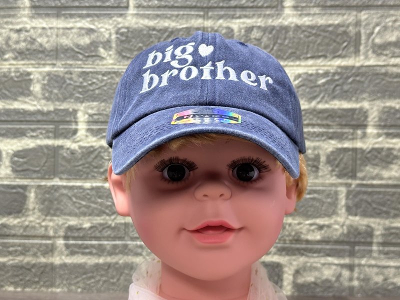 Horpe New Big Bro Gifts for Sibling, First Time Brother Baseball Cap, Pride Hat for Kid Boy, Embroidered Adjustable Washed Navy Blue Cap