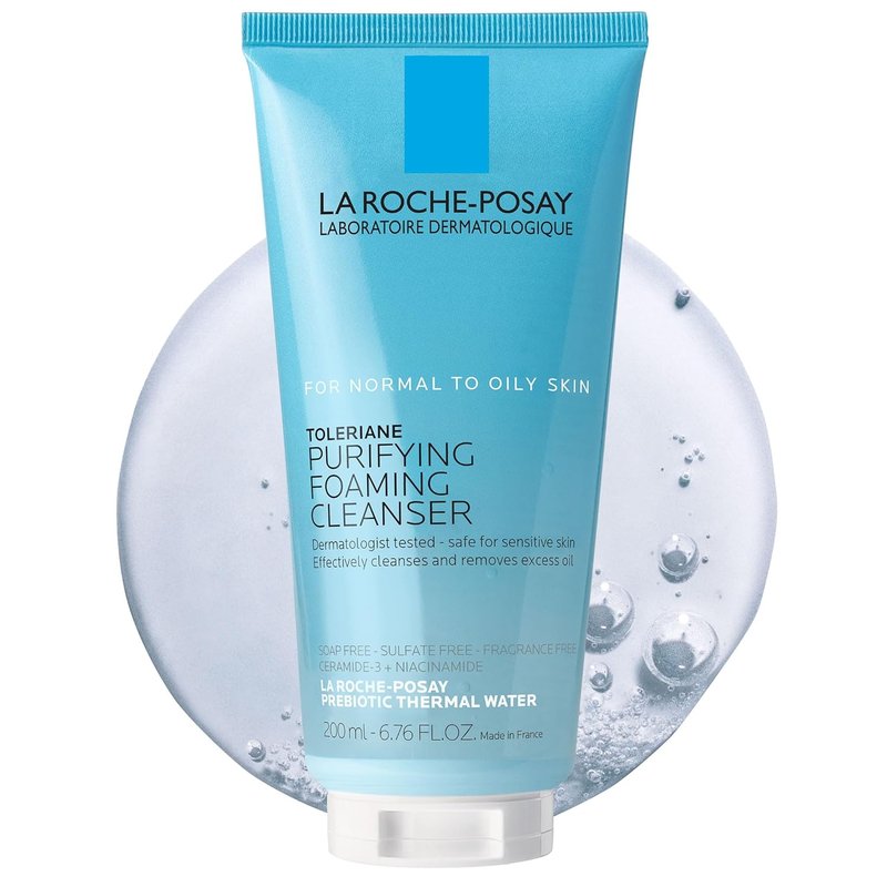 La Roche-Posay Toleriane Foaming Facial Cleanser - Oil-Free Face Wash with Niacinamide & Ceramides for Sensitive Skin