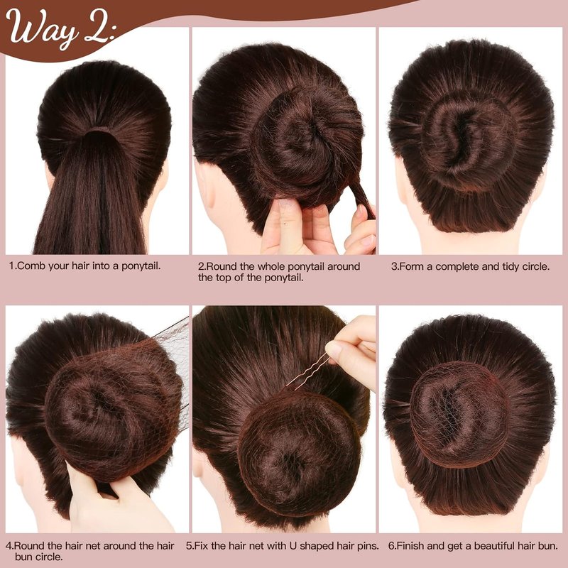 Hair Accessories Set - 20PCS Mesh Hair Nets & 40PCS U Shaped Hair Pins for Women | Brown, 20" & 2.4" Sizes
