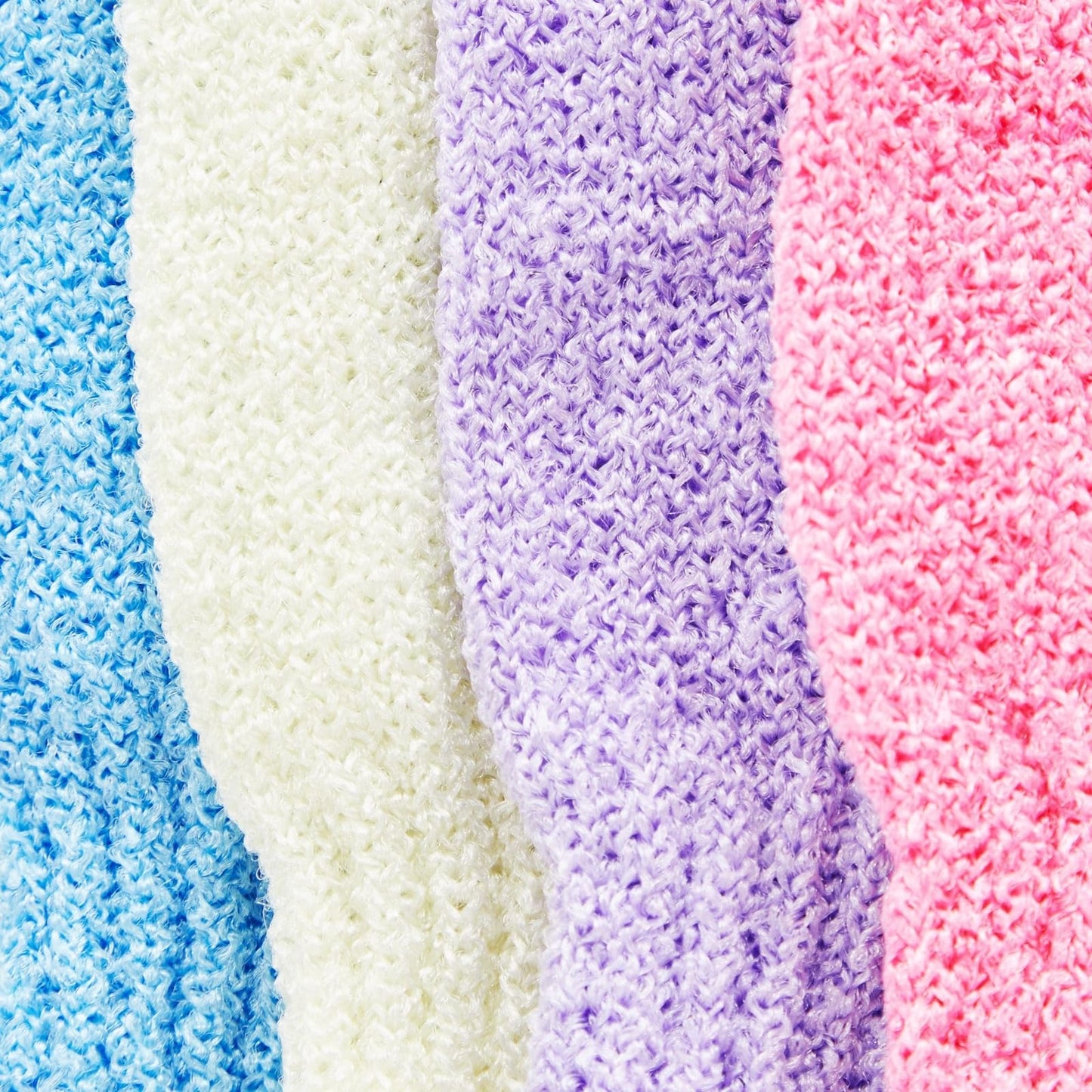 4 Pairs Body Exfoliating Gloves for Shower, Bath Scrub Wash Mitt for Women, Men, Spa, Massage (Pink, Purple, Blue, Beige)