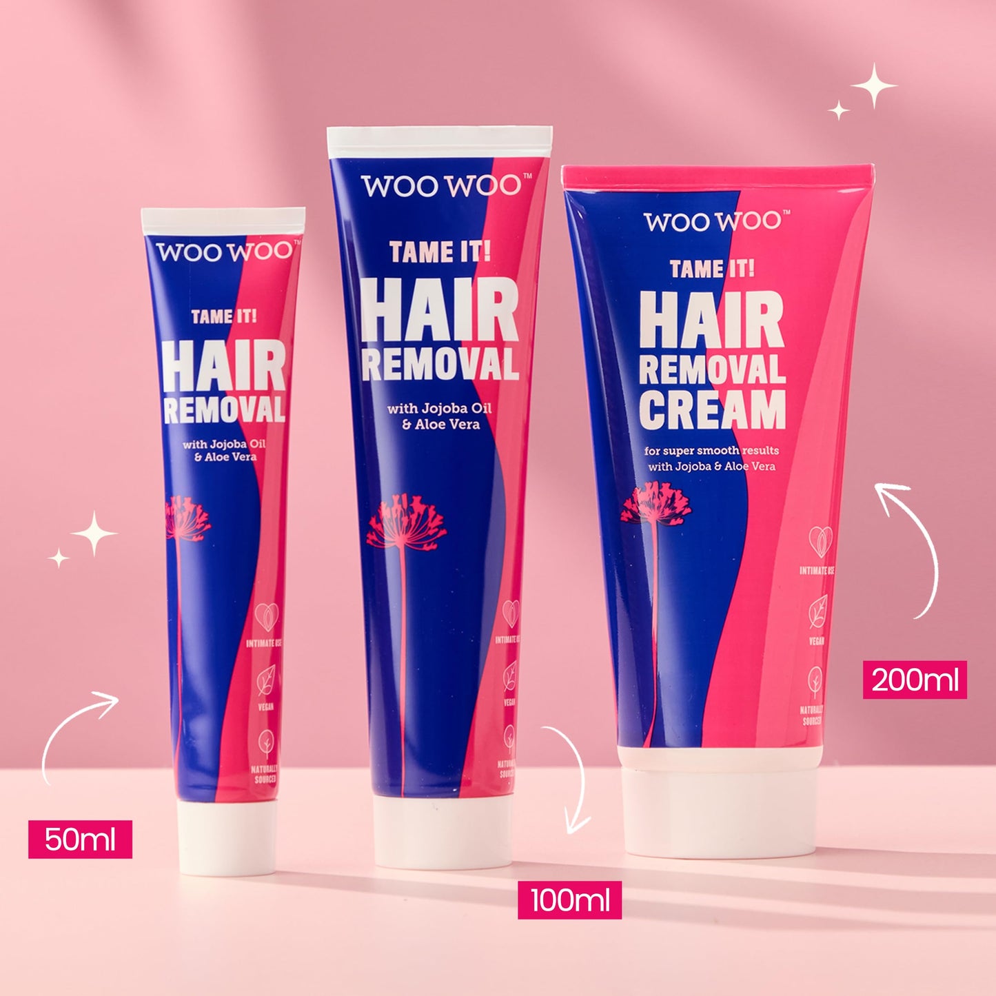 WooWoo Tame It! Natural Intimate Hair Removal Cream - Painless Vegan Hair Remover For Sensitive Skin - Depilatory For Genitals, Bikini, Legs & Bum - Women In-Shower Cream With Aloe Vera - 100ml