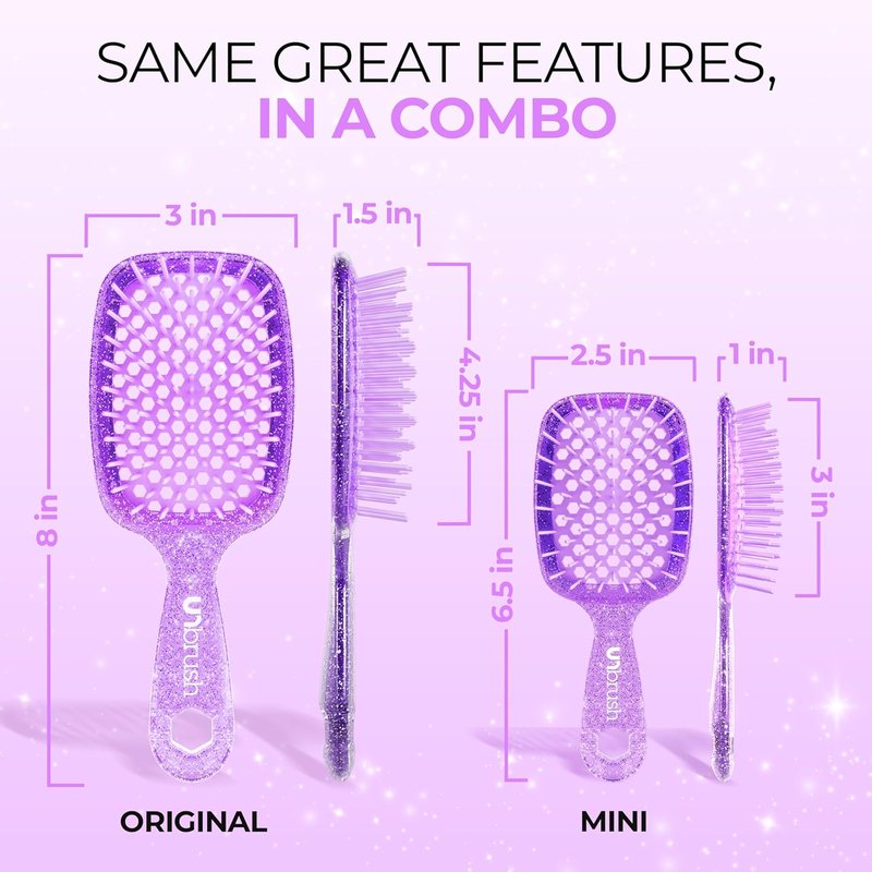 FHI Heat UNbrush Detangling Brush Combo Pack - Original & Mini for All Hair Types | DuoFlex Anti-Static Design