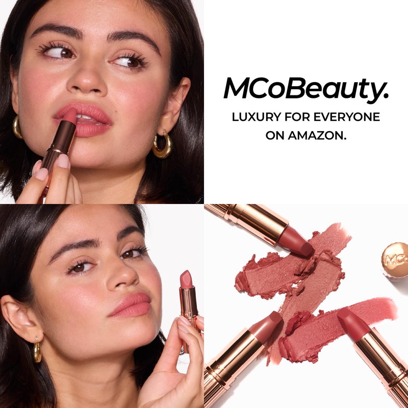 MCoBeauty Creme Matte Luxe Lipstick - Cheeky Chat - Nude Pink Long Wearing Hydrating Lip Color - Velvety Soft & Creamy Nourishing Bullet Lipstick for Smooth Shaped Lips - Vegan & Cruelty Free