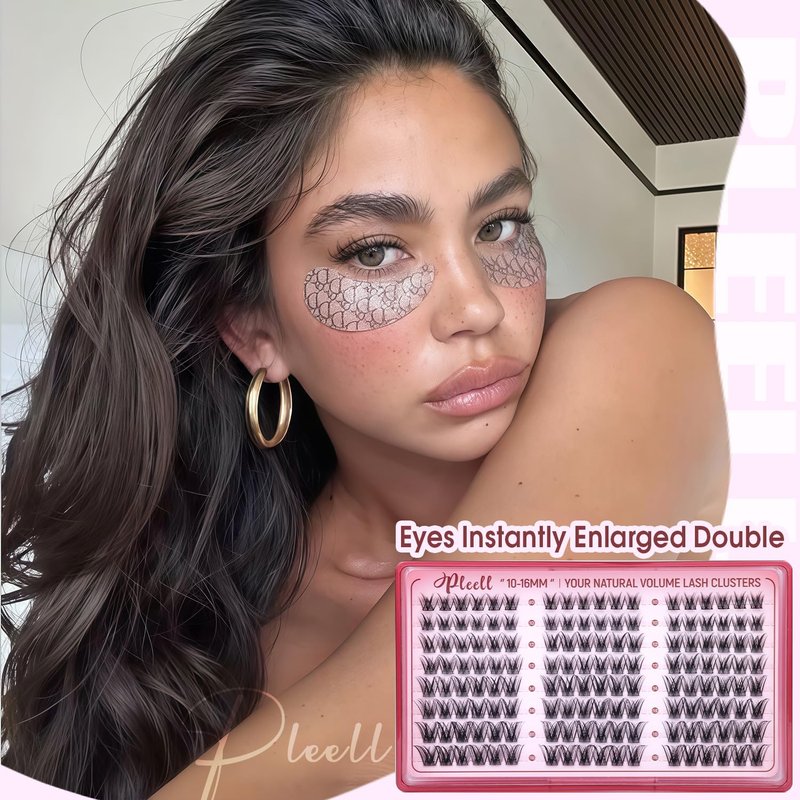 Pleell Lash Clusters Wispy Eyelash Clusters 10-16mm DIY Natural Lashes Clusters Fluffy Cluster Eyelash Extensions C Curl Individual Lashes with Soft Thin Band