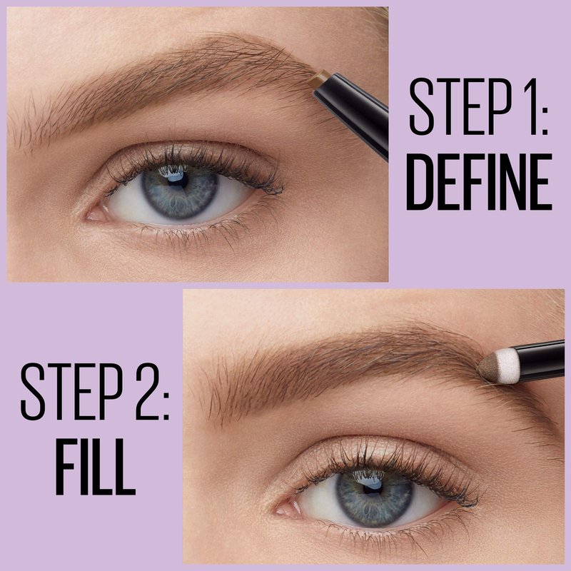 Maybelline Express Brow 2-In-1 Pencil and Powder Eyebrow Makeup, Medium Brown, 1 Count