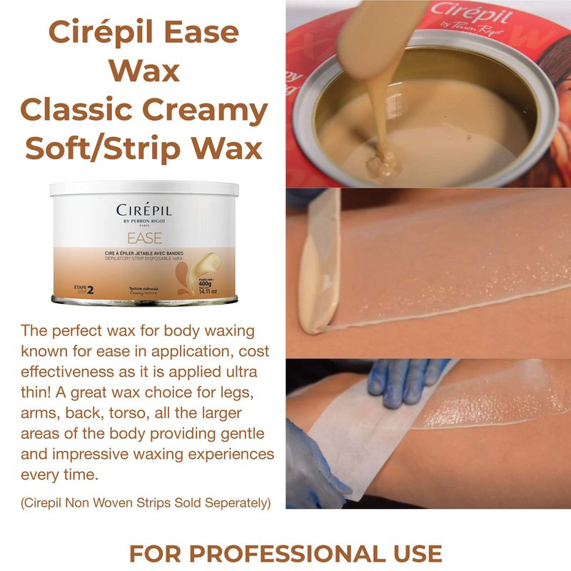 Cirepil - Ease - 400g / 14.11 oz Soft Wax Tin - Creamy Rosin-Free Strip Wax for Sensitive Skin - Non-Sticky & Easy Application - Professional Body Hair Removal