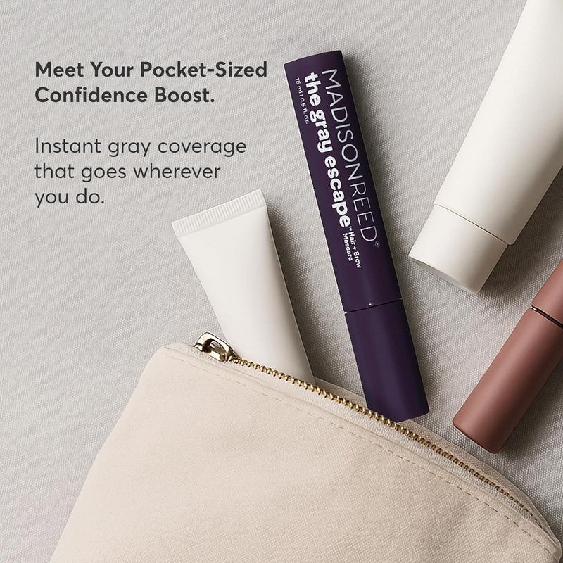 Madison Reed Gray Escape Hair & Brow Mascara - Quick-Dry, All-Day Coverage | Medium Brown - 15mL