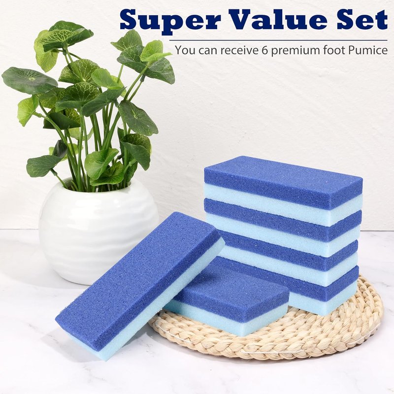 EWAGOA Foot Pumice Stone Set - 6 Pack Callus Remover & Exfoliator for Smooth Feet | Blue