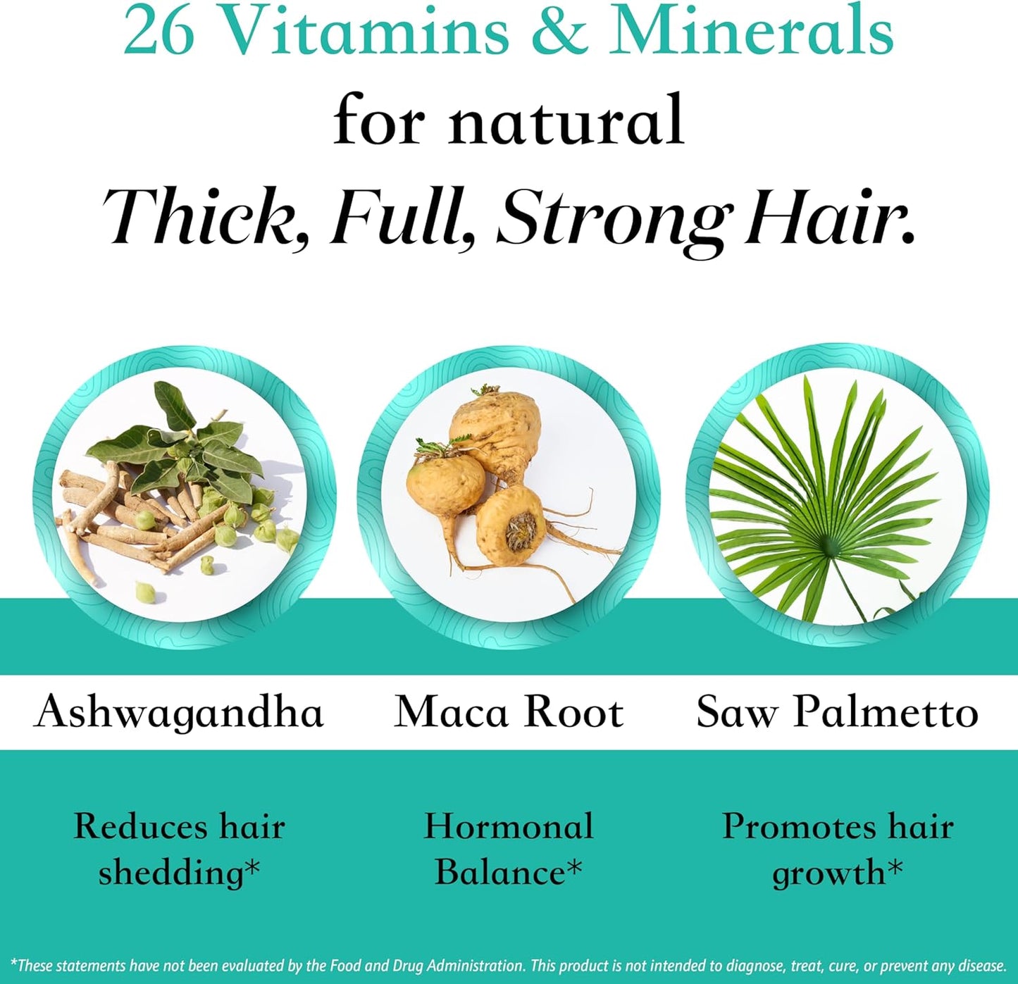Women's Balance Hair Growth Supplements, Ages 45 and Up, Customer Proven for Visibly Thicker Hair and Scalp Coverage, Soy-Free, Made with 26 Ingredients including Beta Carotenes - 2 Month Supply