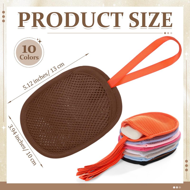 Ferrochef 10 Pcs Mesh Soap Saver Bags Colorful Exfoliation Bar Lathering Soap Pouches Double Sided Pocket Bags for Rich Lather Body Face Cleaning