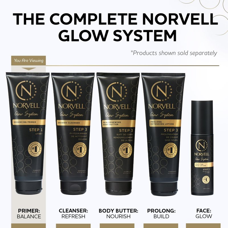 Norvell Glow System Pre-Tan Enhancing Primer, 8.5 fl oz – Prep Your Skin with Pre-Tanning Lotion to Extend Your Glow and Intensify Your Spray Tan – For Best Results Use the Glow System