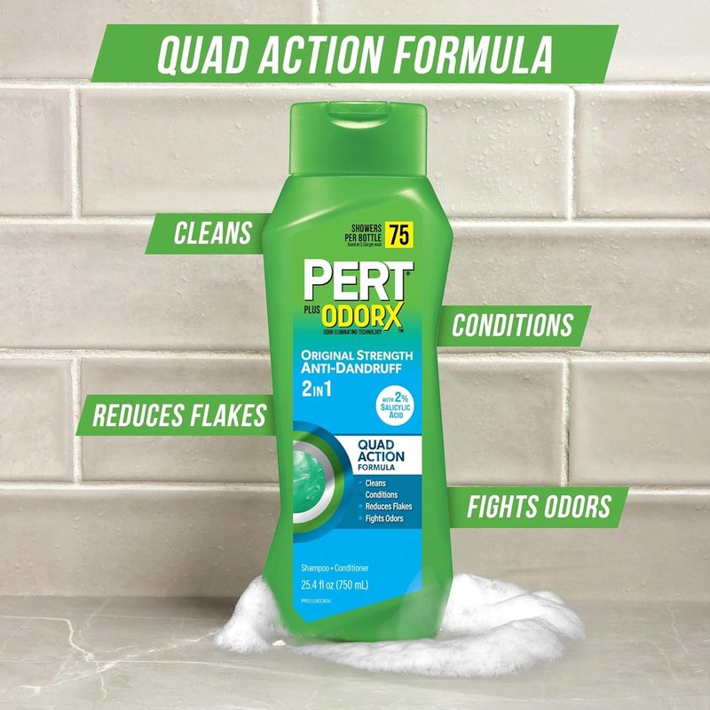 Pert Plus 2-in-1 Shampoo & Conditioner - Dandruff Control Formula | 25.40 oz (Pack of 5)