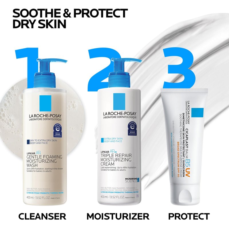 La Roche-Posay Cicaplast Balm B5 UV SPF 50, Vitamin B5 + Shea Butter + Tribioma + Madecassoside + Zinc Oxide Sunscreen, Post Treatment Skin Protectant With SPF, Multi-Purpose Cream For Dry Skin