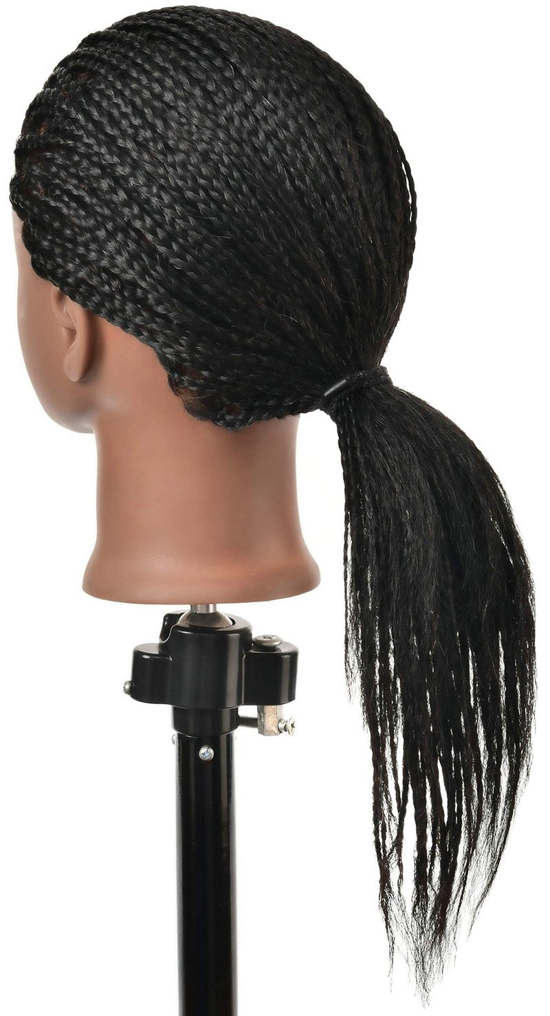 RIHANNAHAIR 100% Real Human Hair Mannequin Head Manikin Doll Style Head with Stand for Braiding Styling Practice Cosmetology Barber Training Display