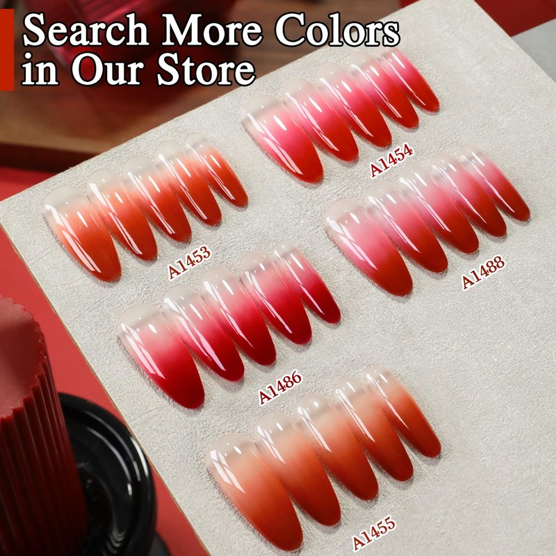 Double Rhythm Burgundy Gel Polish 15ML Pure Sheer Same Color Same Bottle Gel Polish Art Manicure Salon DIY at Home for Women (Tan Red-A1455)