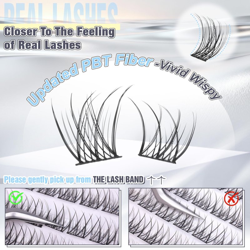 ALICE Natural Short Lash Clusters Wispy 8-12mm Cluster Eyelash Extensions Individual Lashes C-Curly DIY Lash Extensions Soft Thin Band Eyelash Clusters