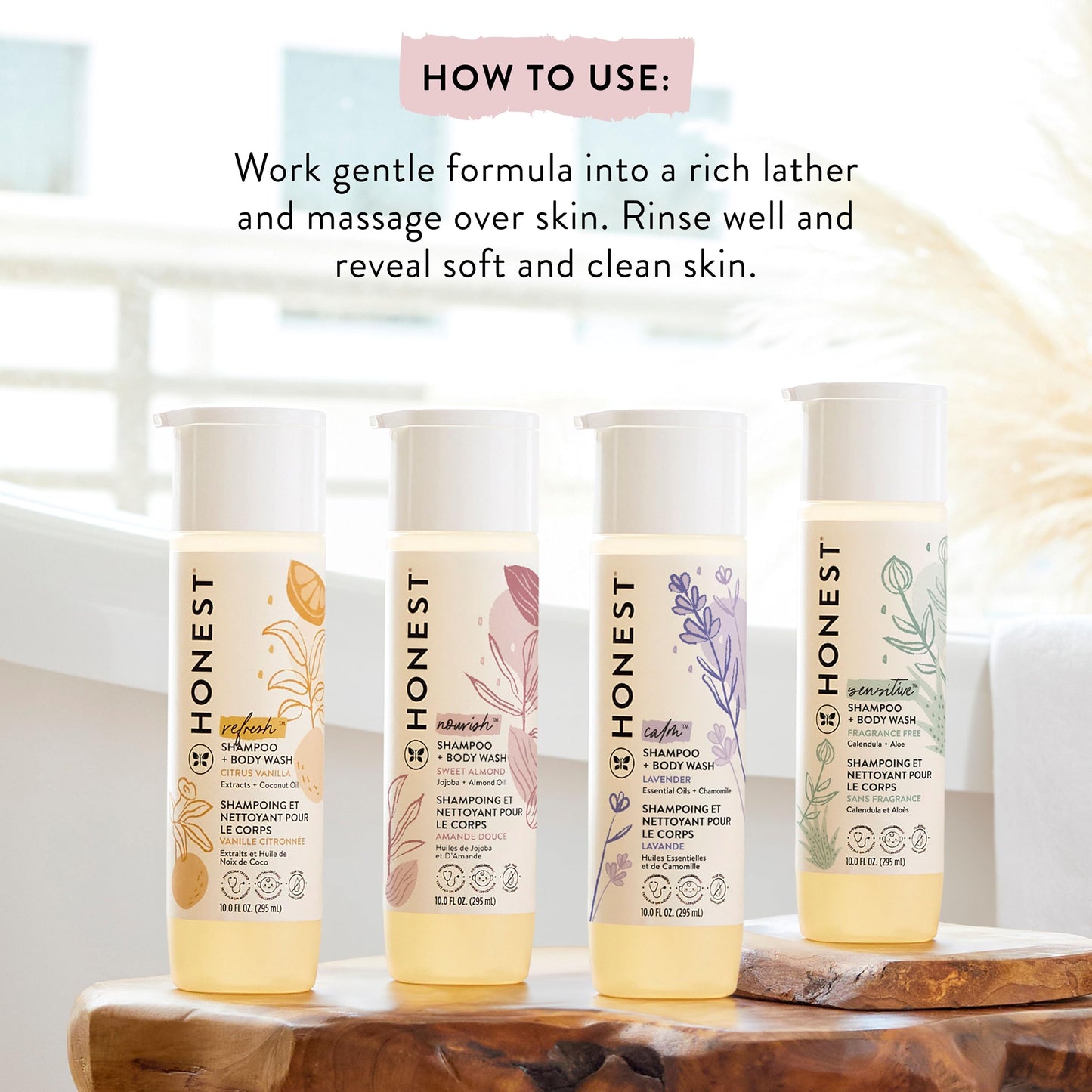 The Honest Company 2-in-1 Cleansing Shampoo and Body Wash Face Lotion Bundle, Gentle for Baby Naturally Derived Citrus Vanilla Refresh 18.5 fl oz