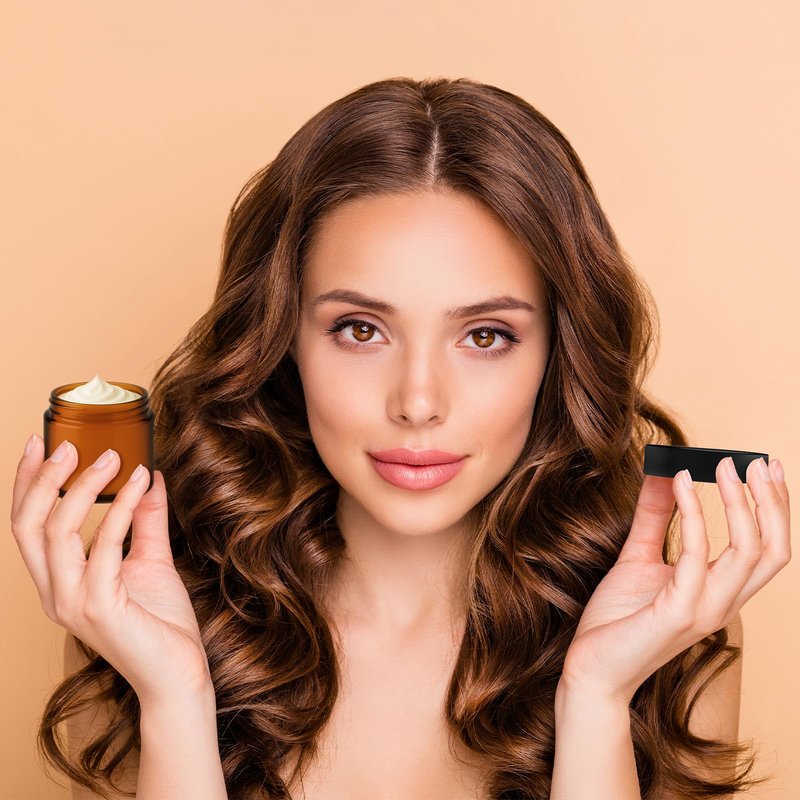 Bumobum 2 oz Small Glass Jars with Lids, 24 Pack Amber Glass Cosmetic Jars with Inner Liners, 60ml Round Empty Sample Containers for Lotion, Cream, Salve, Powders and Ointments Storage