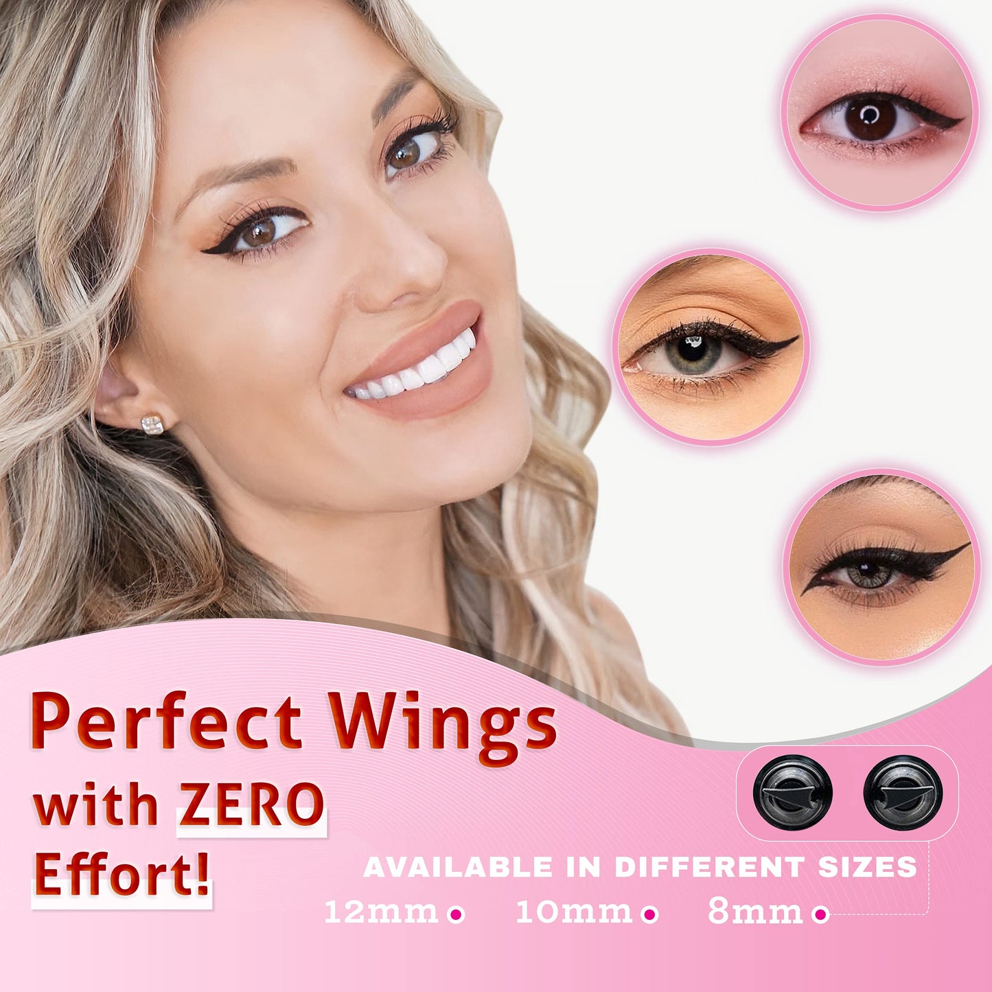 The Flick Stick Winged Eyeliner Stamp For Quick and Easy Cat Eye Makeup, SmudgeProof & Waterpoof Eye Liner Cat Eye Stencil Makeup Tool, Wingliner, Liquid Eyeliner Pens (10mm Classic, Midnight Black)