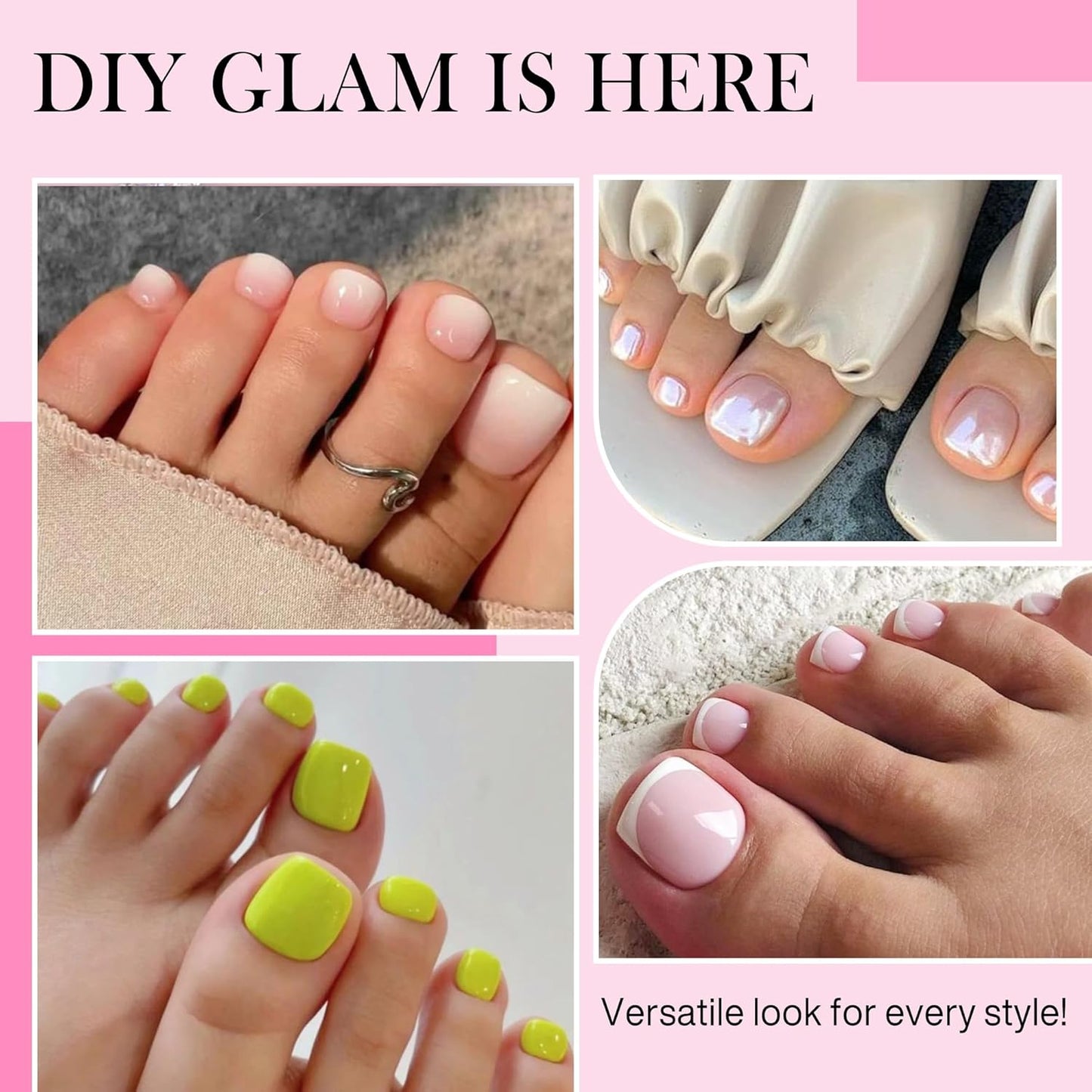 Skiennix Square Toe Nail Tips - 240pcs Matte Press-On Toenails | 12 Sizes for DIY Nail Extensions